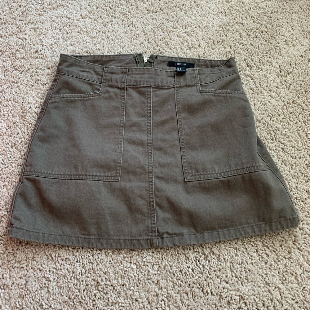 Olive green mini skirt